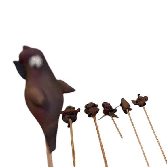 Vintage Handmade Mid-Century Clay Pottery Cocktail Appetizer Picks, Set Of 7 - Picture 11 of 15